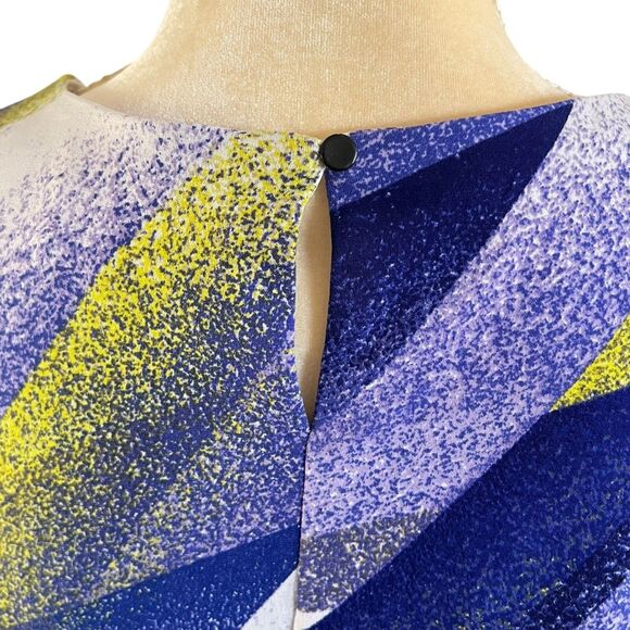 Calvin Klein Sleeveless Top Abstract Print Ruched Neck Casual Blouse Multicolor - Picture 5 of 10